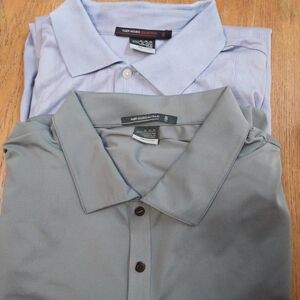 2 Nike Tiger Woods "Platinum" FitDry Men's XL Golf Shirts. S.S. & Long sleeve